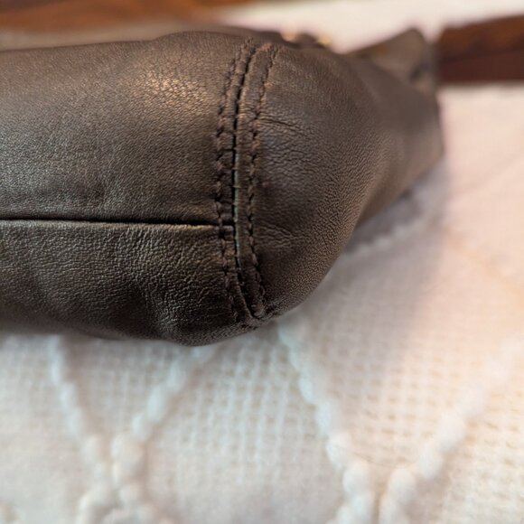 Coach Ashley F17605 Metallic Leather Shoulder Crossbody Bag Purse Bronze Gold - Picture 9 of 13